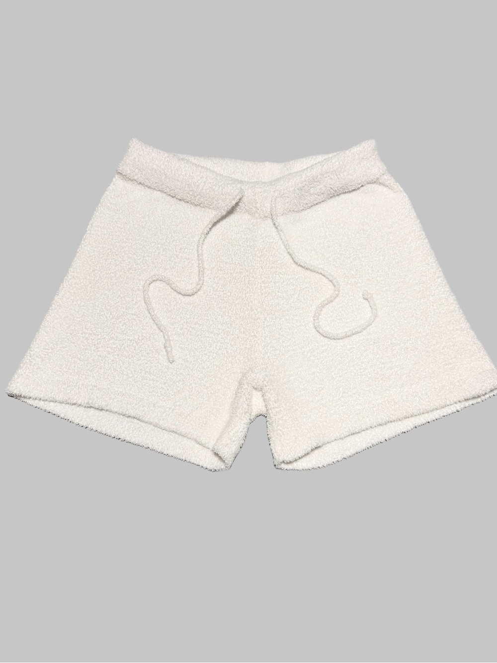 Design Lab Cozy Teddy Fleece Lounge Shorts Cream Plush Soft Pull On Drawstring M